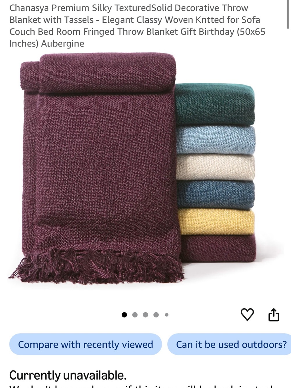 Aubergine Textured Decorative Throw Blanket with Tassels